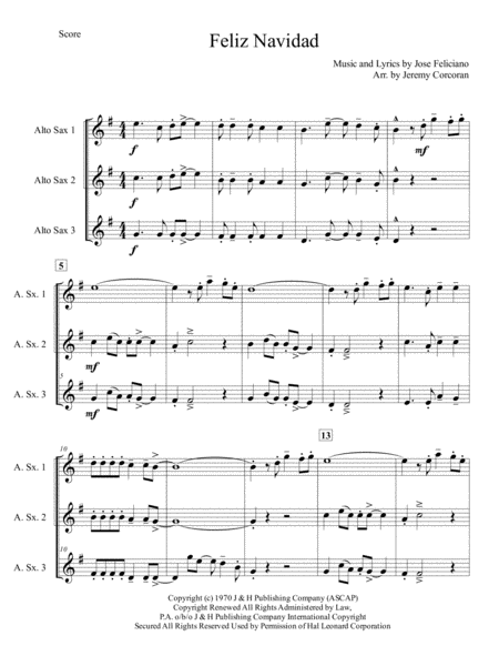 Feliz Navidad For Three Saxophones Aaa Or Aat Page 2