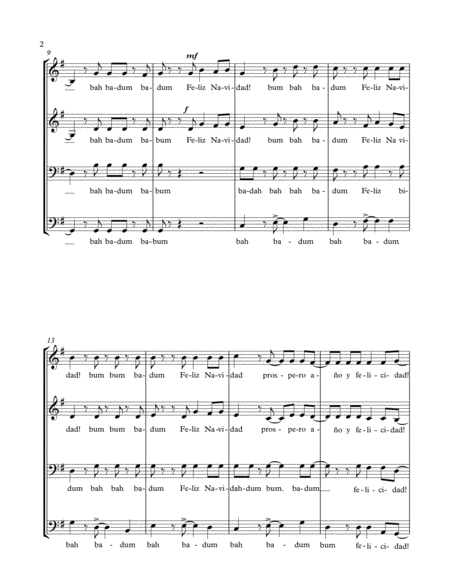 Feliz Navidad Satb A Cappella For 4 Voices Page 2