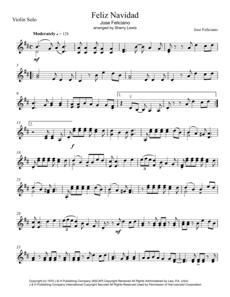 Feliz Navidad Violin Solo For Solo Violin Page 2