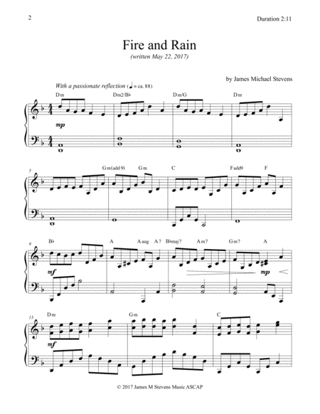 Fire And Rain Original Piano Composition Page 2