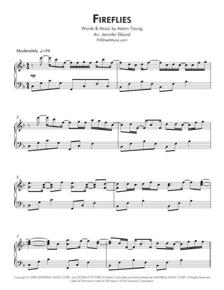 Fireflies Intermediate Piano Page 2