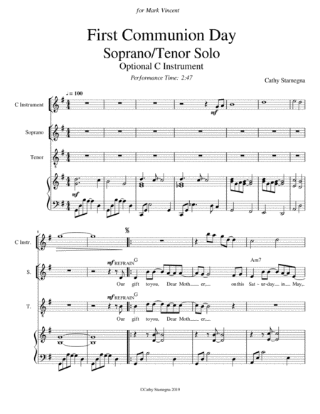 First Communion Day Soprano Tenor Solo Chords Piano Acc Optional C Instrument Page 2