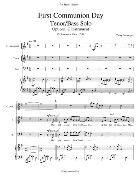 First Communion Day Tenor Bass Solo Chords Piano Acc Optional C Instrument Page 2