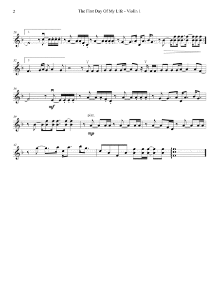 First Day Of My Life String Quartet Page 2