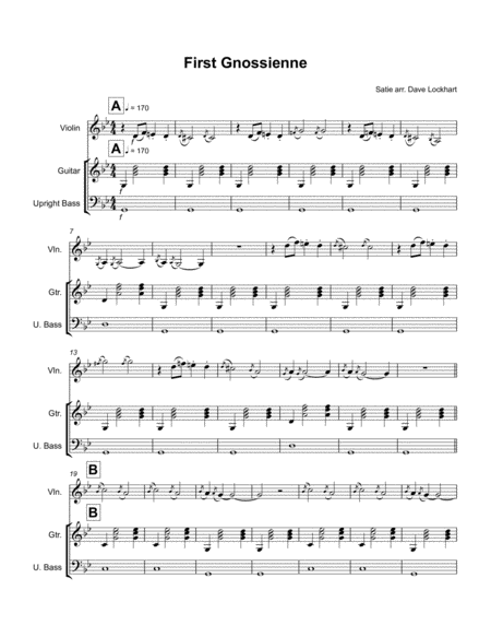 First Gnossienne For Violin Guitar And Bass Page 2