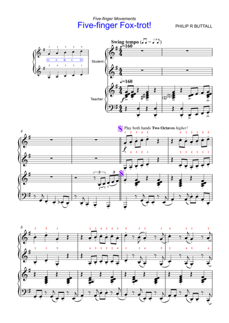 Five Finger Foxtrot Piano Duet Four Hands Page 2