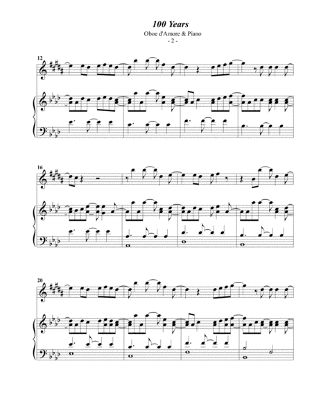 Five For Fighting 100 Years For Oboe D Amore Piano Page 2