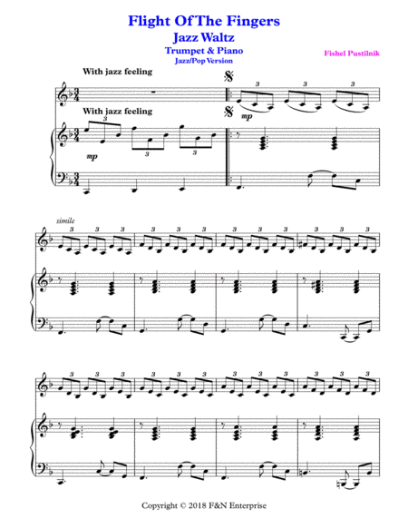 Flight Of The Fingers Jazz Waltz For Trumpet And Piano Video Page 2