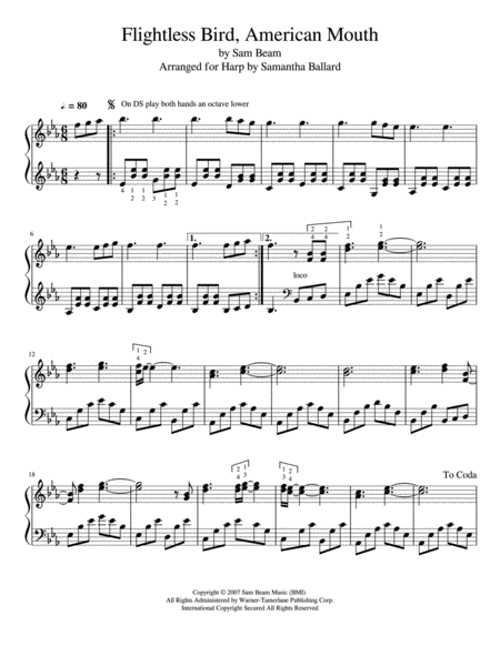 Flightless Bird American Mouth By Iron And Wine Harp Solo Page 2