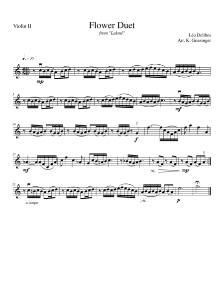 Flower Duet From Lakm Delibes String Quartet Page 2