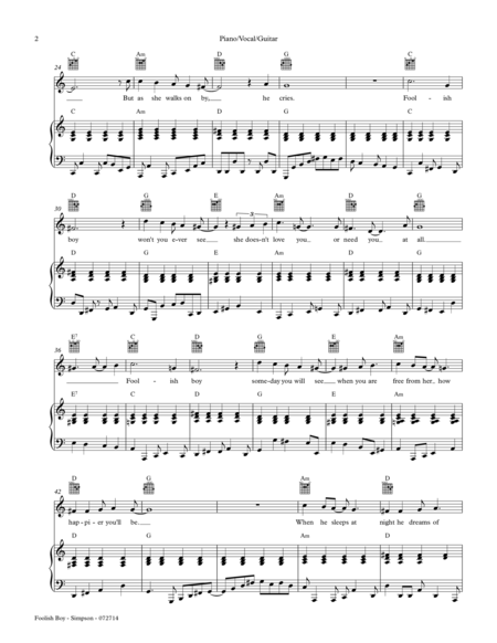 Foolish Boy Piano Vocal Guitar Page 2