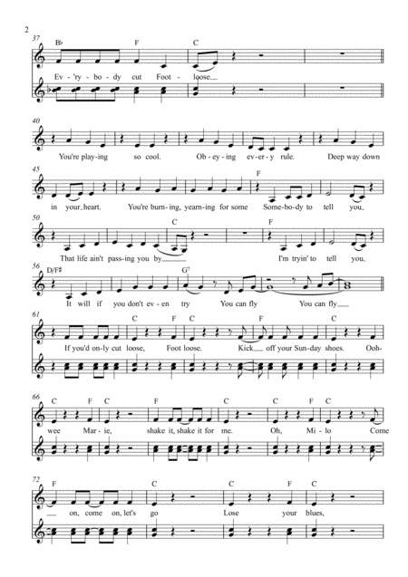 Footloose Leadsheet For Singalongs Page 2