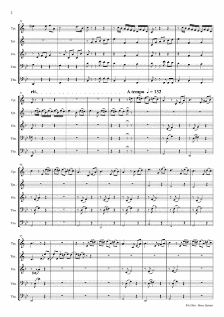 For Elise Ludwig Van Beethoven Brass Quintet Page 2