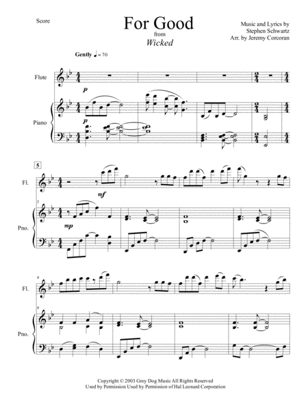 For Good For Solo Flute And Piano Page 2