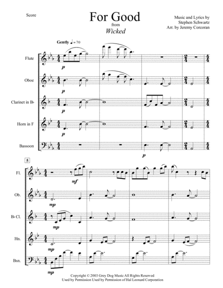 For Good From Wicked For Woodwind Quintet Page 2