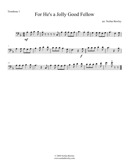 For Hes A Jolly Good Fellow Low Brass Quartet Page 2