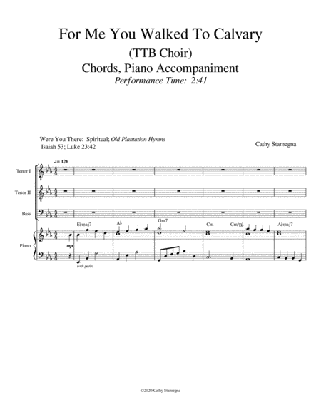 For Me You Walked To Calvary Ttb Choir Chords Piano Accompaniment Page 2