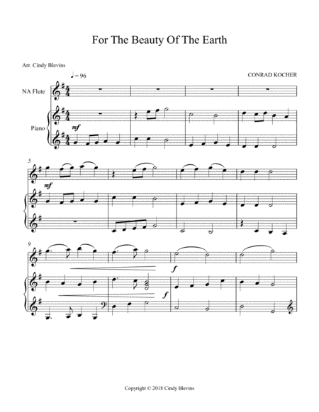 For The Beauty Of The Earth Arranged For Piano And Native American Flute Page 2