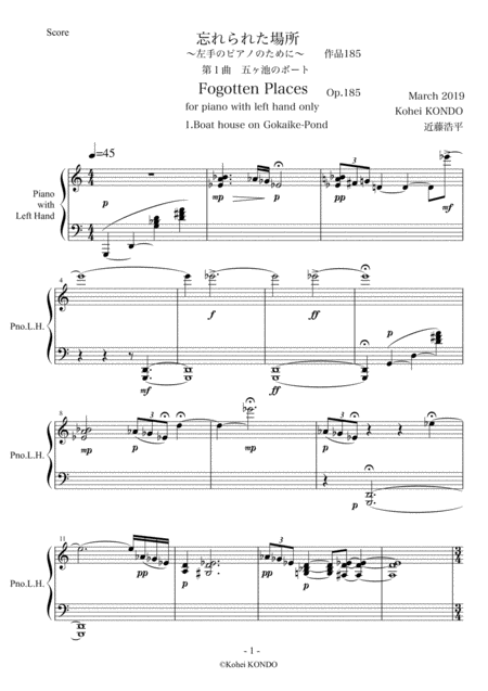 Forgotten Places For Piano With Left Hand Only Op 185 Page 2