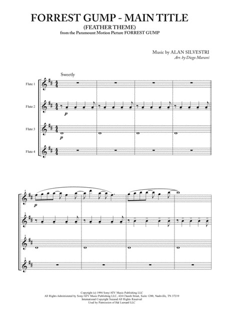 Forrest Gump Main Title Feather Theme For Flute Quartet Page 2