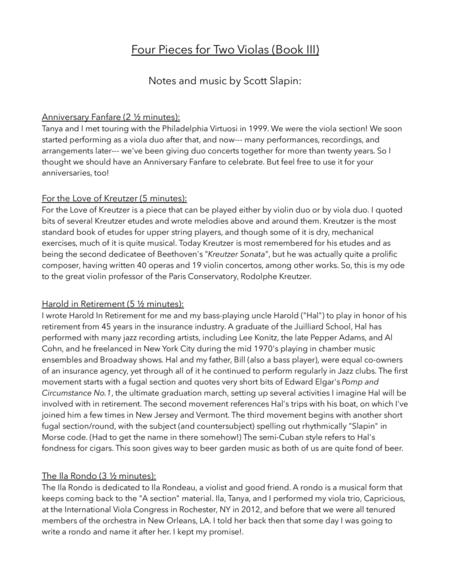 Four Duos For Two Violas Book 3 Includes Anniversary Fanfare For The Love Of Kreutzer Harold In Retirement The Ila Rondo Page 2