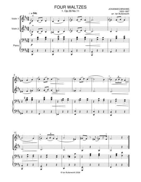 Four Waltzes Op 39 For Two Violins Piano Page 2
