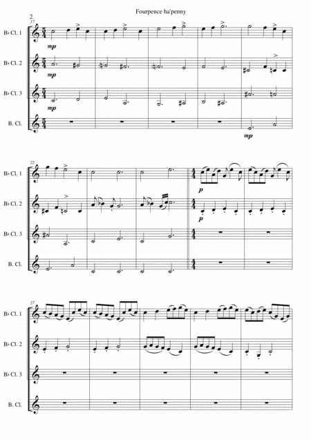Fourpence Ha Penny Or Variations On Frre Jacques For Clarinet Quartet Page 2