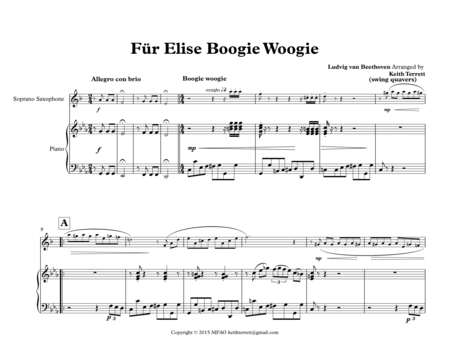 Fr Elise Boogie Woogie For Bb Soprano Saxophone Piano Page 2