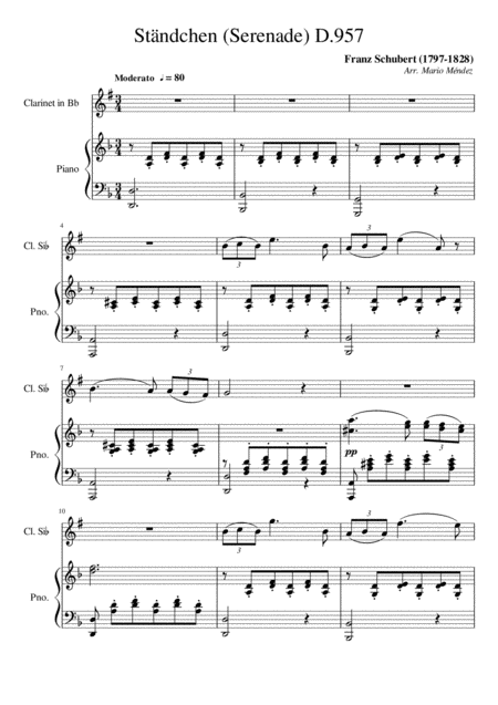 Franz Schubert Stndchen Serenade D 957 For Clarinet And Piano Page 2