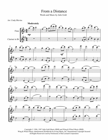 From A Distance Arranged For Flute And Bb Clarinet Page 2