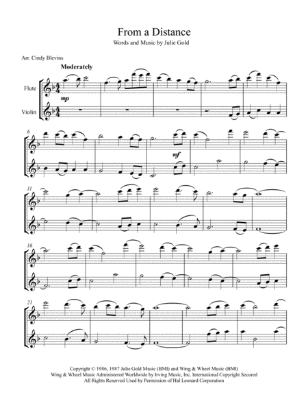 From A Distance Arranged For Flute And Violin Page 2