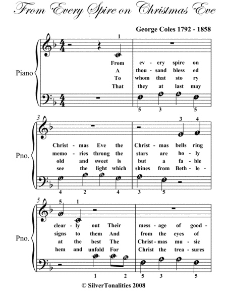 From Every Spire On Christmas Eve Beginner Piano Sheet Music Page 2