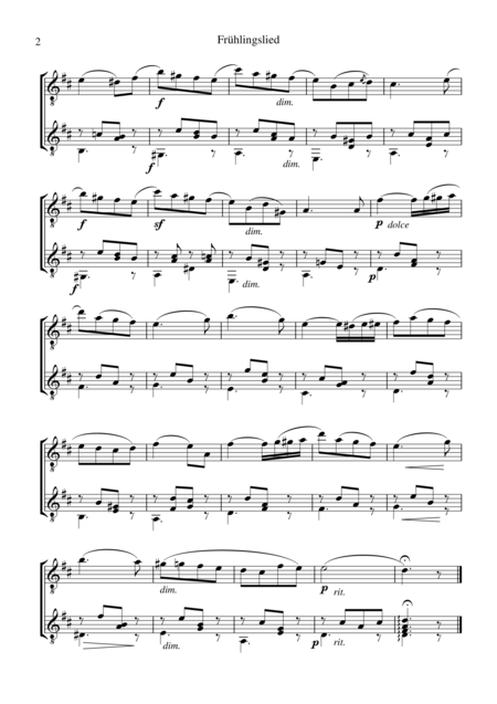 Fruhlingslied Spring Song Abridged For Guitar Duo Page 2