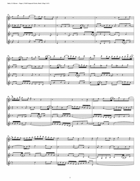 Fugue 01 From Well Tempered Clavier Book 1 Clarinet Quartet Page 2