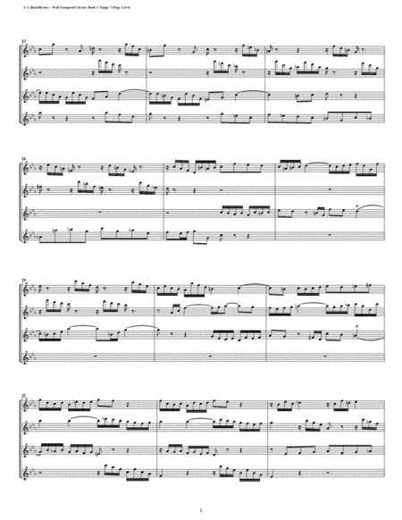 Fugue 07 From Well Tempered Clavier Book 1 Flute Quartet Page 2