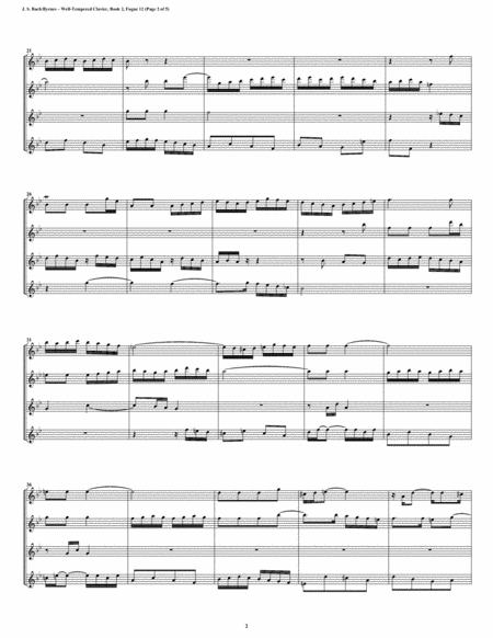 Fugue 12 From Well Tempered Clavier Book 2 Flute Quartet Page 2