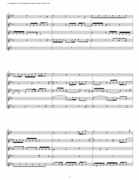 Fugue 16 From Well Tempered Clavier Book 2 Clarinet Quintet Page 2