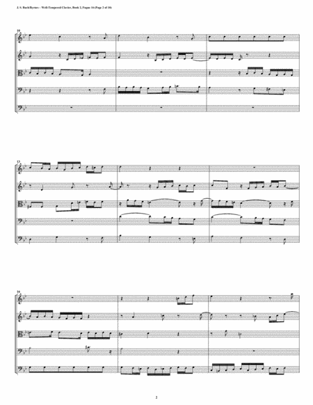 Fugue 16 From Well Tempered Clavier Book 2 String Quintet Page 2