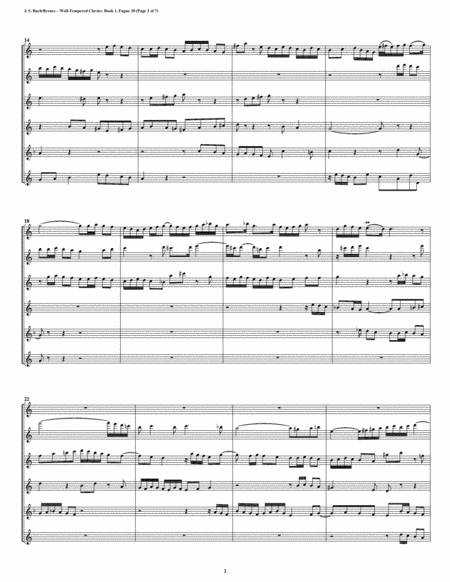 Fugue 20 From Well Tempered Clavier Book 1 Flute Sextet Page 2