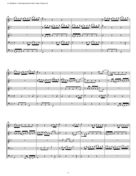 Fugue 21 From Well Tempered Clavier Book 1 Conical Brass Quintet Page 2