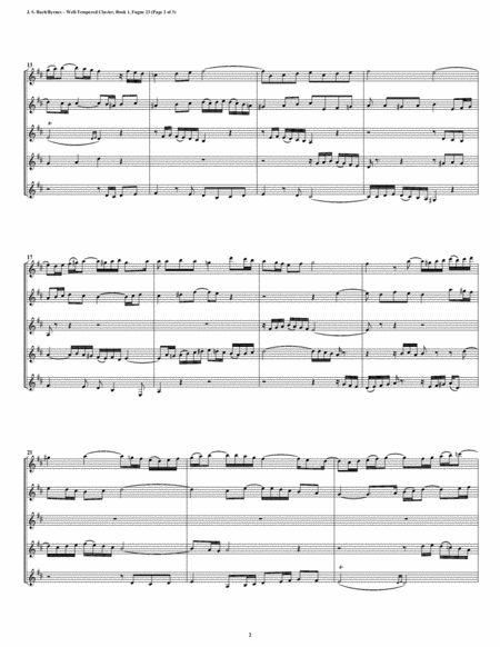 Fugue 23 From Well Tempered Clavier Book 1 Clarinet Quintet Page 2