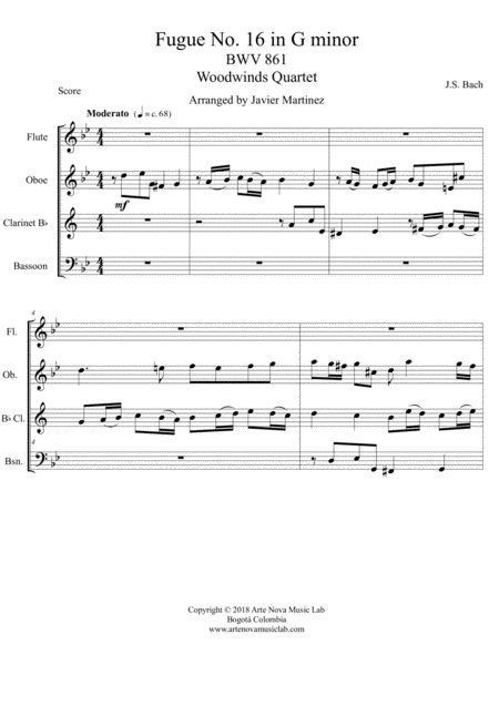 Fugue No 16 In G Minor Bwv 861 Woodwinds Quartet Page 2