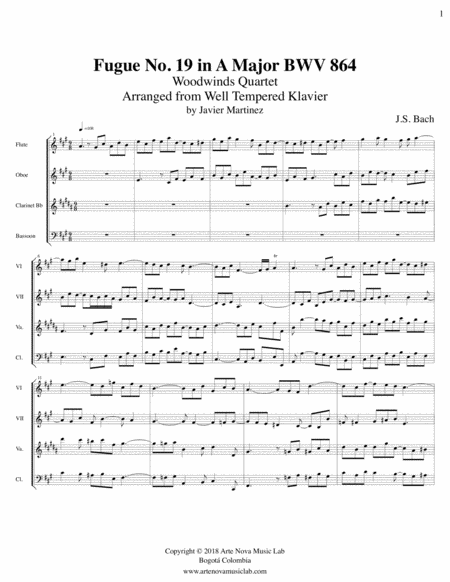 Fugue No 19 In A Major Bwv 864 Woodwinds Quartet Page 2