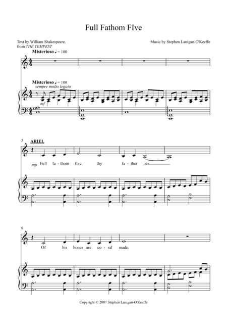 Full Fathom Five Piano Vocal Page 2