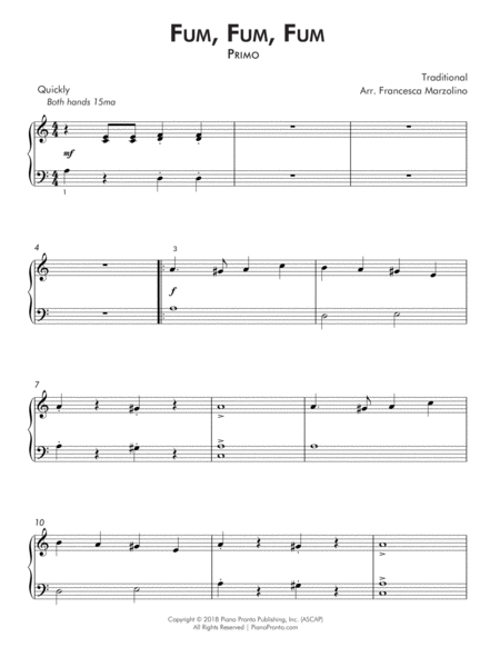 Fum Fum Fum Easy Piano Trio 6 Hands 1 Piano Page 2