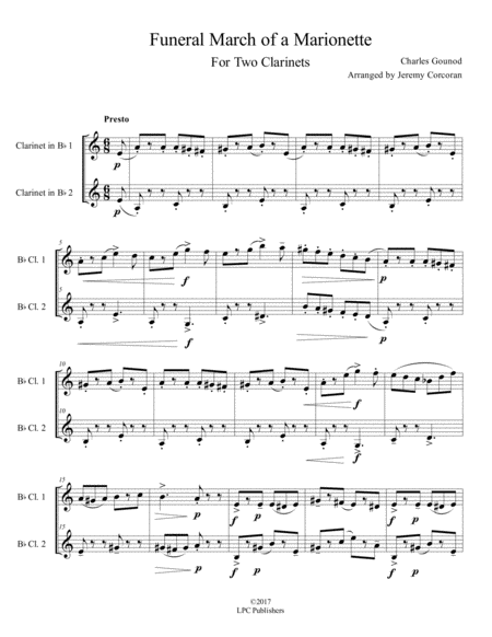 Funeral March Of A Marionette For Two Clarinets Page 2