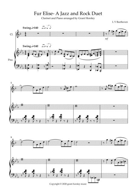 Fur Elise A Jazz And Rock Duet Clarinet And Piano Page 2