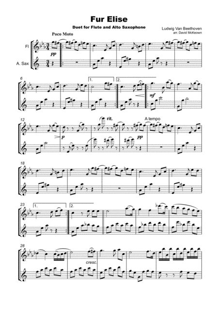 Fur Elise Duet For Flute And Alto Saxophone Page 2