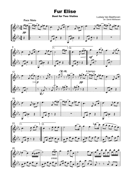 Fur Elise Duet For Two Violins Page 2