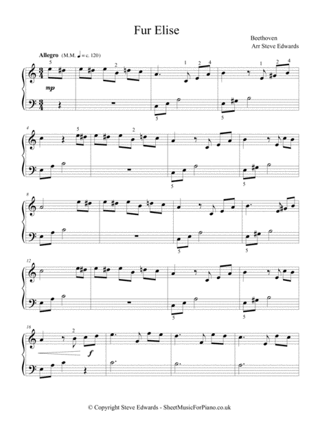 Fur Elise Easy Piano Solo Page 2